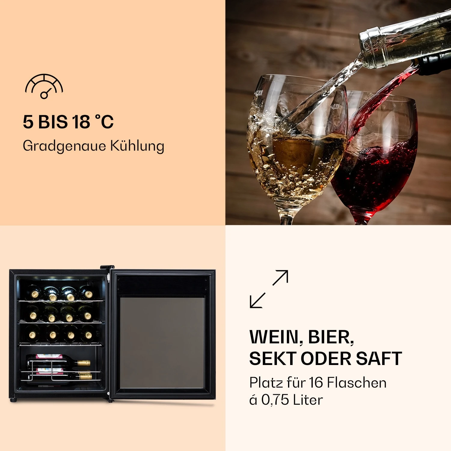 Ultimo 16 Uno Weinkühlschrank 42l Touch-Bedienfeld 16 Flaschen 5-18°C 5 Ultimo 16 Uno Weinkühlschrank 42l Touch-Bedienfeld 16 Flaschen 5-18°C - Image 3