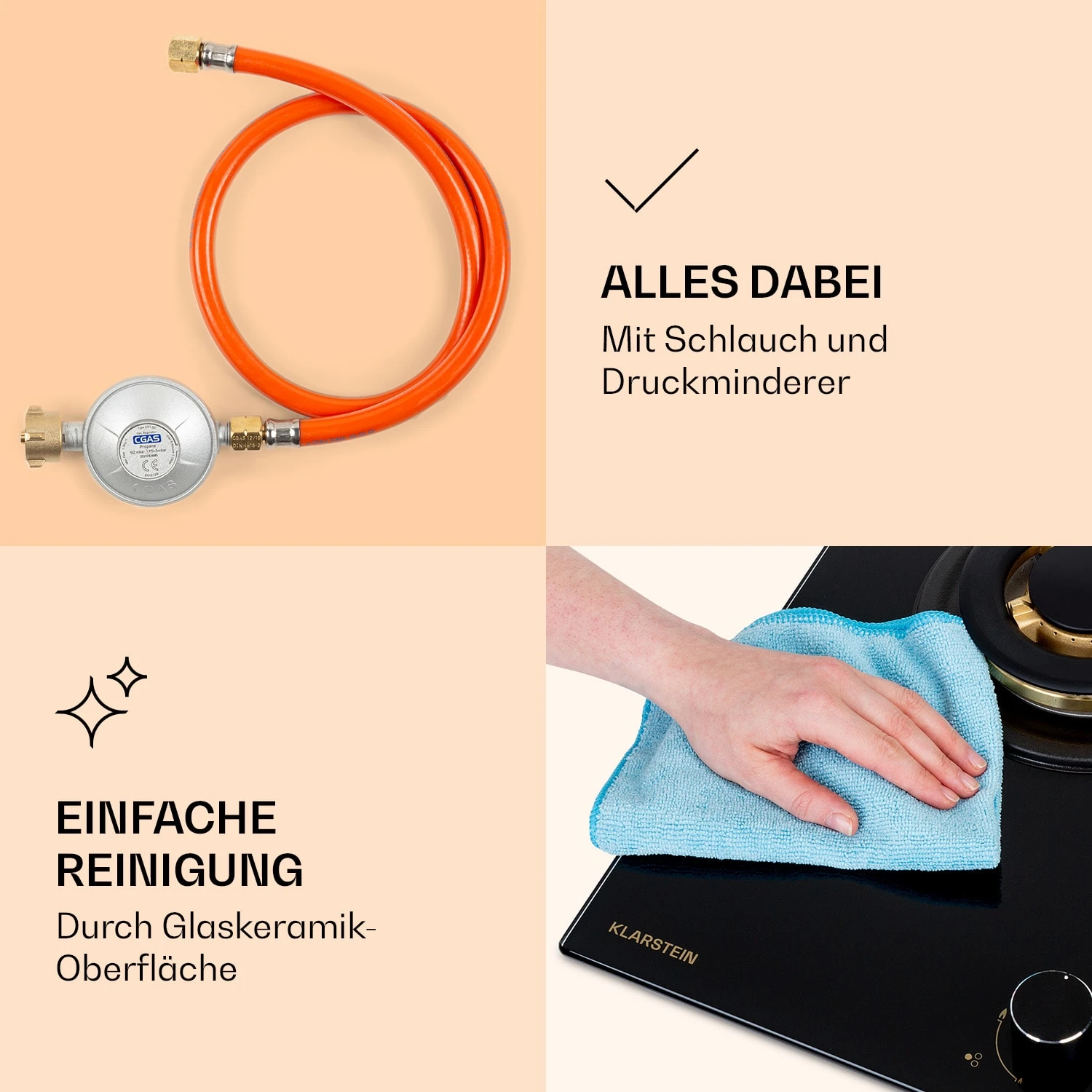 Goldflame 3 Gaskochfeld 3-flammig Messing-Brenner Glaskeramik 8 Goldflame 3 Gaskochfeld 3-flammig Messing-Brenner Glaskeramik - Image 6