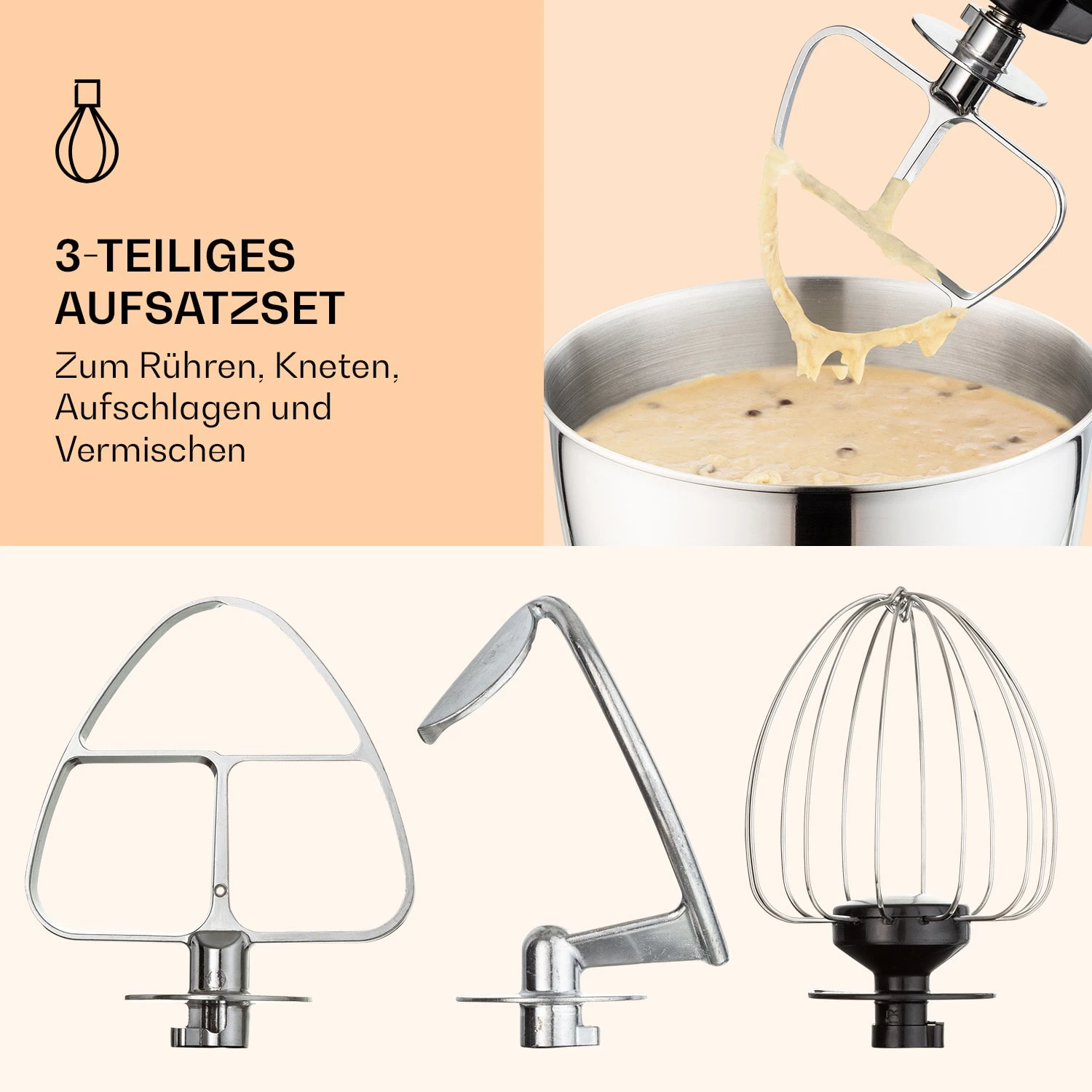 Bella Mini Rührmaschine 1200 W 6 Stufen 4 Liter Edelstahl Pulsfunktion 7 Bella Mini Rührmaschine 1200 W 6 Stufen 4 Liter Edelstahl Pulsfunktion - Image 5