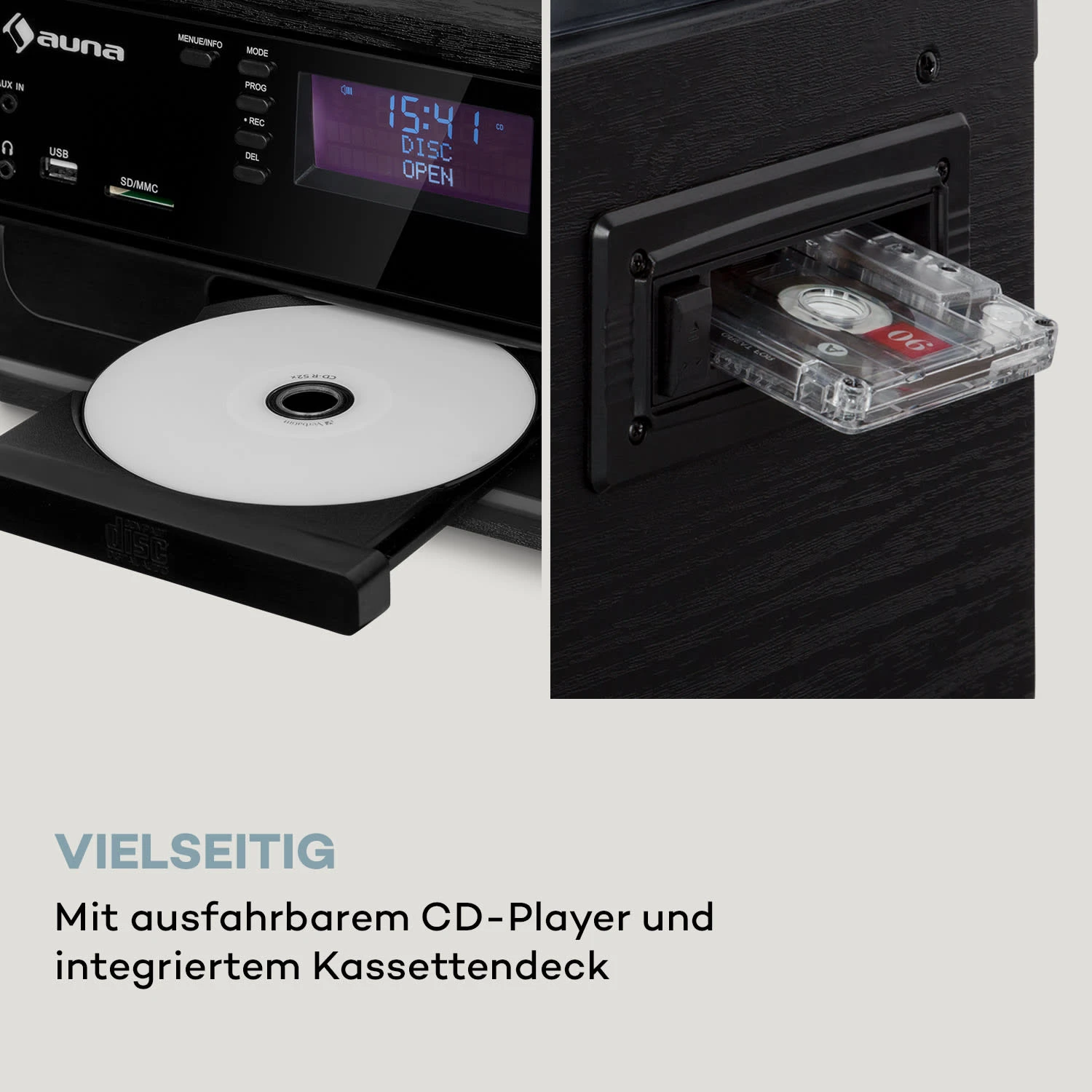 Oakland DAB Plus Retro-Stereoanlage DAB+/FM BT-Funktion Vinyl CD Kassette Inkl. Lautsprechern 7 Oakland DAB Plus Retro-Stereoanlage DAB+/FM BT-Funktion Vinyl CD Kassette Inkl. Lautsprechern - Image 5
