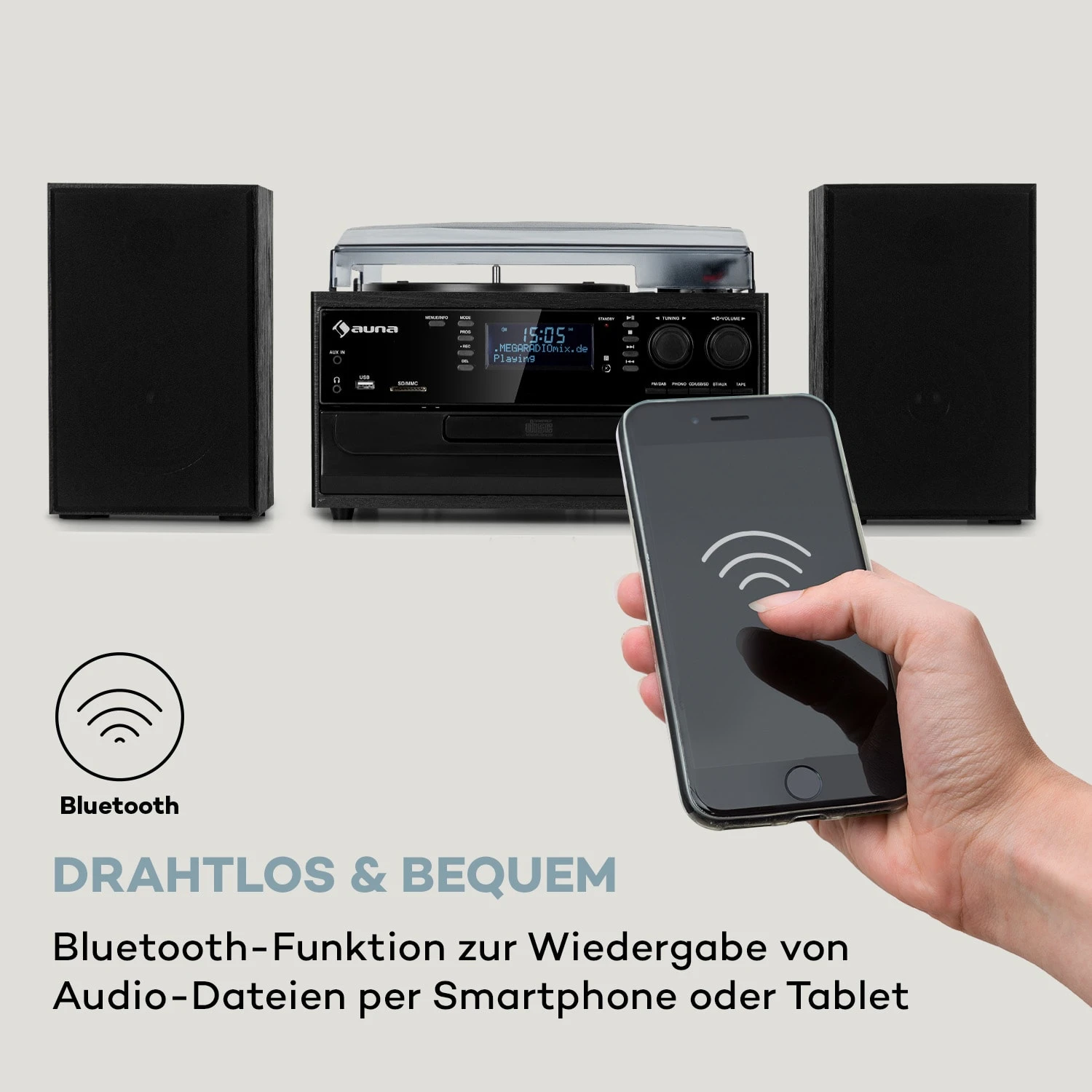 Oakland DAB Plus Retro-Stereoanlage DAB+/FM BT-Funktion Vinyl CD Kassette Inkl. Lautsprechern 8 Oakland DAB Plus Retro-Stereoanlage DAB+/FM BT-Funktion Vinyl CD Kassette Inkl. Lautsprechern - Image 6