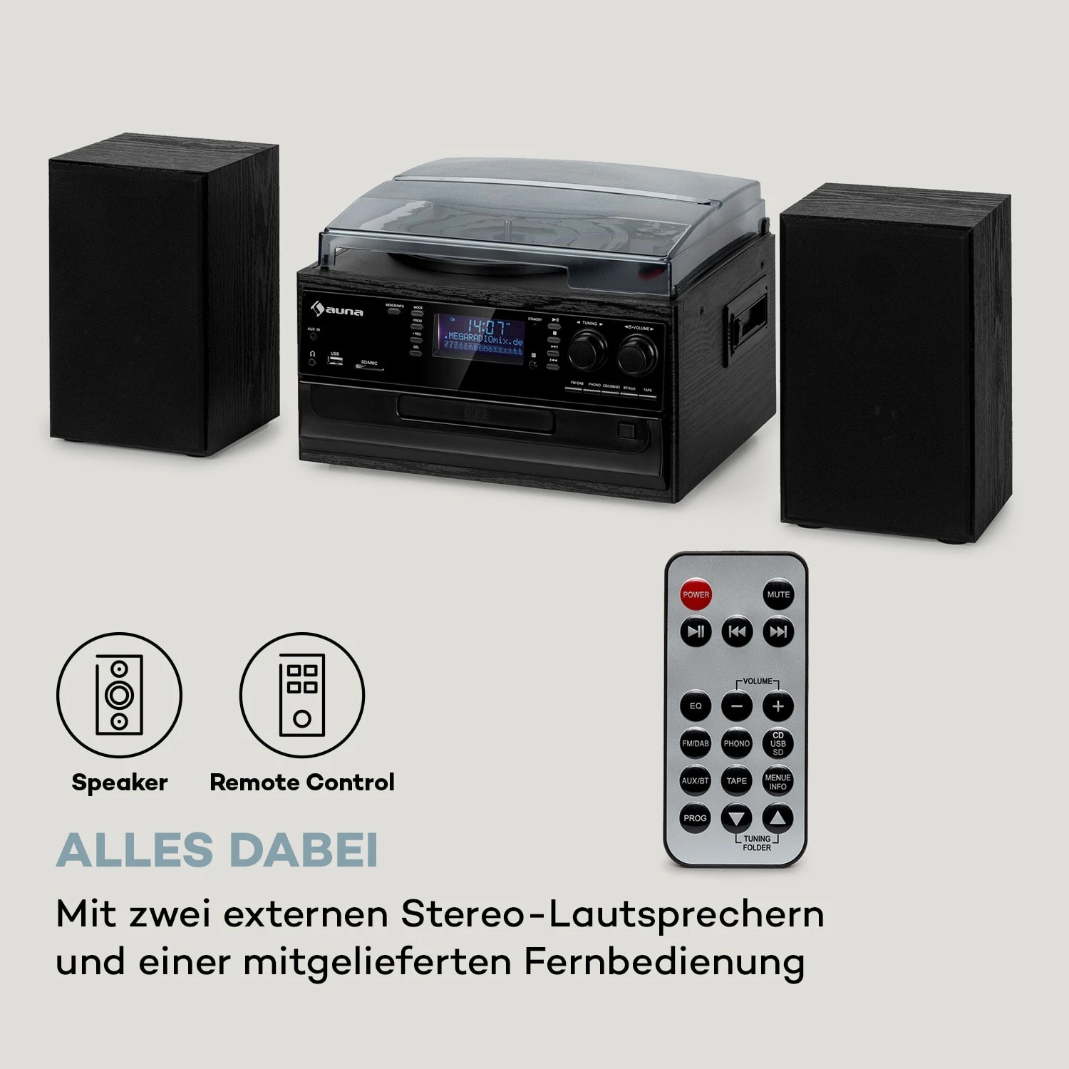 Oakland DAB Plus Retro-Stereoanlage DAB+/FM BT-Funktion Vinyl CD Kassette Inkl. Lautsprechern 9 Oakland DAB Plus Retro-Stereoanlage DAB+/FM BT-Funktion Vinyl CD Kassette Inkl. Lautsprechern - Image 7