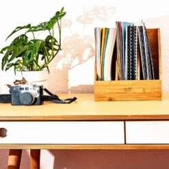 Stehsammler 3 Fächer Maße: 26,5x28x30 Cm Für DINA4-Formate Bambus -Haushaltsgeräte Förderung 10038041 yy 0006 logo