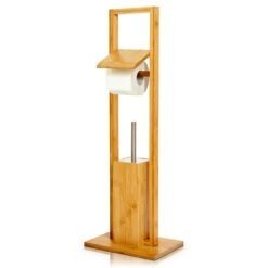 WC Garnitur Toilettenbürste 36x82x21cm Feuchtigkeitsresistent Bambus