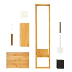 WC Garnitur Toilettenbürste 36x82x21cm Feuchtigkeitsresistent Bambus -Haushaltsgeräte Förderung 10038046 yy 0003 logo