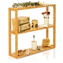 Regalablage 3 Etagen 60x54x15 Cm (BxHxT) Böden Höhenverstellbar Bambus