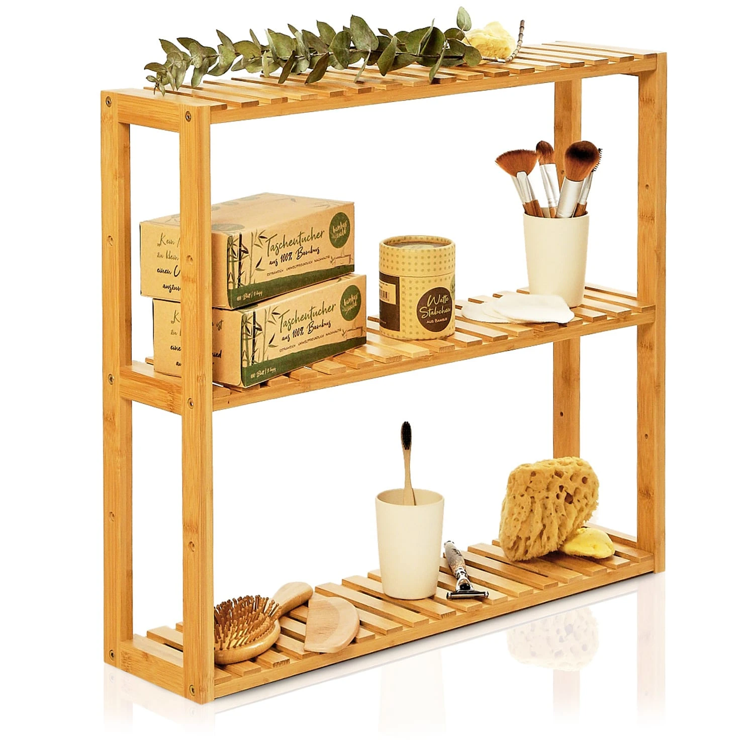 Regalablage 3 Etagen 60x54x15 Cm (BxHxT) Böden Höhenverstellbar Bambus 2 Regalablage 3 Etagen 60x54x15 Cm (BxHxT) Böden Höhenverstellbar Bambus
