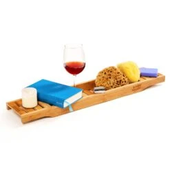 Badewannenablage 68,5x4,5x14,5cm Gitteroptik Wasserresistent Bambus