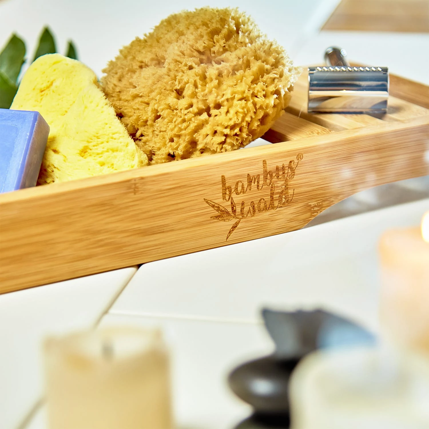 Badewannenablage 68,5x4,5x14,5cm Gitteroptik Wasserresistent Bambus 5 Badewannenablage 68,5x4,5x14,5cm Gitteroptik Wasserresistent Bambus - Image 3