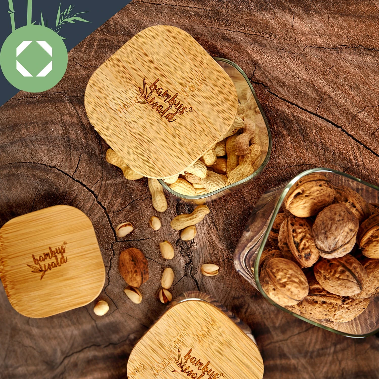 Eckiges Glas Mit Bambusdeckel Luftdicht Mit Silikonring 10x16x10 Cm 1200 Ml 7 Eckiges Glas Mit Bambusdeckel Luftdicht Mit Silikonring 10x16x10 Cm 1200 Ml - Image 5