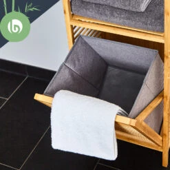 2-in-1 Standregal 2 Ablagefächer Herausnehmbarer Korb Bambus Baumwolle -Haushaltsgeräte Förderung 10038135 yy 0004 logo