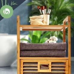 2-in-1 Standregal 2 Ablagefächer Herausnehmbarer Korb Bambus Baumwolle -Haushaltsgeräte Förderung 10038135 yy 0005 logo