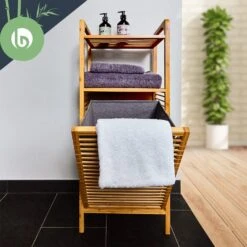 2-in-1 Standregal 2 Ablagefächer Herausnehmbarer Korb Bambus Baumwolle -Haushaltsgeräte Förderung 10038135 yy 0006 logo