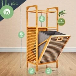 2-in-1 Standregal 2 Ablagefächer Herausnehmbarer Korb Bambus Baumwolle -Haushaltsgeräte Förderung 10038135 yy 0008 logo