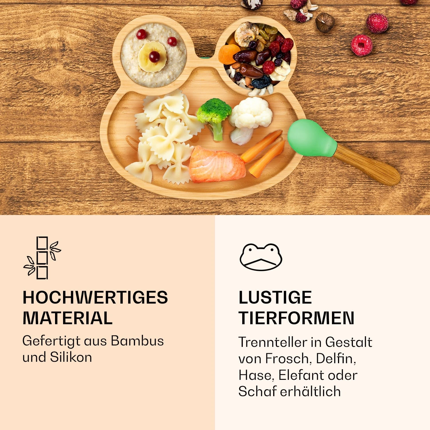 Kindergeschirr Bambusteller & Löffel 250 Ml Inkl. Saugnapf 18 X 18 Cm 6 Kindergeschirr Bambusteller & Löffel 250 Ml Inkl. Saugnapf 18 X 18 Cm - Image 4