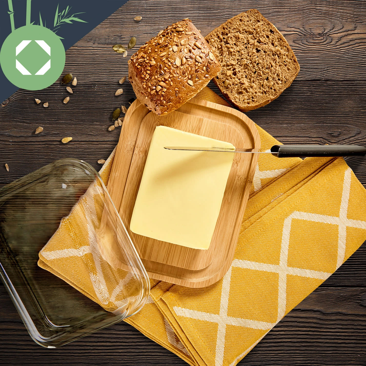 Glas-Butterdose Bambusboden Luftdicht Spülmaschinenfest 7 Glas-Butterdose Bambusboden Luftdicht Spülmaschinenfest - Image 5