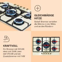 Victoria 5 Gaskochfeld 5-flammig Sabaf-Brenner Glaskeramik Retro-Look -Haushaltsgeräte Förderung 10038377 de 0003 logo