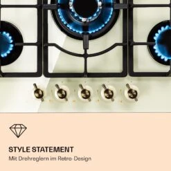 Victoria 5 Gaskochfeld 5-flammig Sabaf-Brenner Glaskeramik Retro-Look -Haushaltsgeräte Förderung 10038377 de 0006 logo