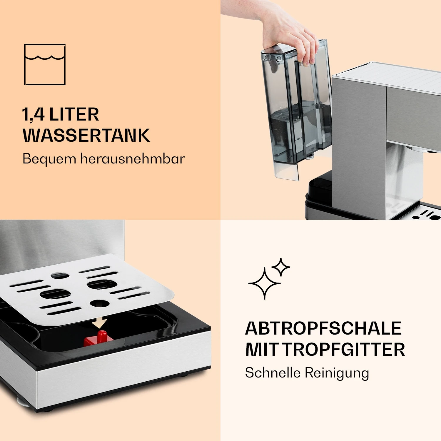 Pausa Espressomaker 1350 Watt 20 Bar Druck Wassertank: 1,4 Liter Edelstahl 9 Pausa Espressomaker 1350 Watt 20 Bar Druck Wassertank: 1,4 Liter Edelstahl - Image 7