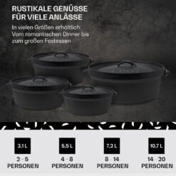Galloway Dutch Oven 9.0 BBQ-Topf Gusseisen Größe L / 9 Qt -Haushaltsgeräte Förderung 10038582 de 0006 usp