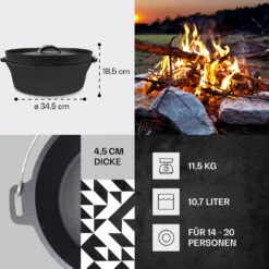 Galloway Dutch Oven 12.0 BBQ-Topf Gusseisen Größe XL / 12 Qt -Haushaltsgeräte Förderung 10038583 de 0004 usp