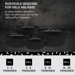 Galloway Dutch Oven 12.0 BBQ-Topf Gusseisen Größe XL / 12 Qt -Haushaltsgeräte Förderung 10038583 de 0006 usp