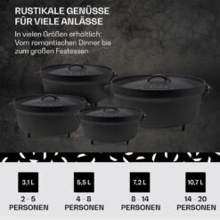 Galloway Dutch Oven 6.0 BBQ-Topf Gusseisen Standfüße Größe M / 6 Qt -Haushaltsgeräte Förderung 10038585 de 0006 usp
