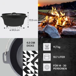 Galloway Dutch Oven 12.0 BBQ-Topf Gusseisen Standfüße Größe XL / 12 Qt -Haushaltsgeräte Förderung 10038587 de 0004 usp