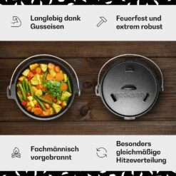 Guernsey Premium Dutch Oven 12.0 BBQ-Topf Gusseisen Standfüße Größe XL / 12 Qt -Haushaltsgeräte Förderung 10038644 de 0003 usp
