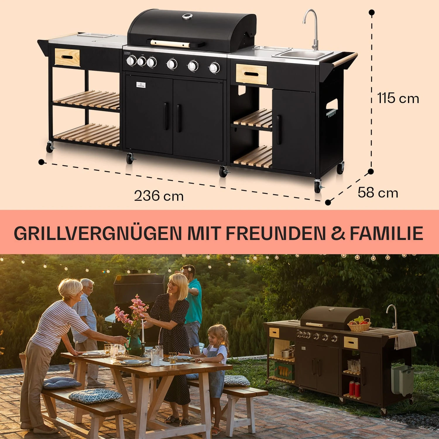 Jersey Outdoor Kitchen Gasgrill Spüle 20,7 KW 5+1 Brenner Mobil 8 Jersey Outdoor Kitchen Gasgrill Spüle 20,7 KW 5+1 Brenner Mobil - Image 6