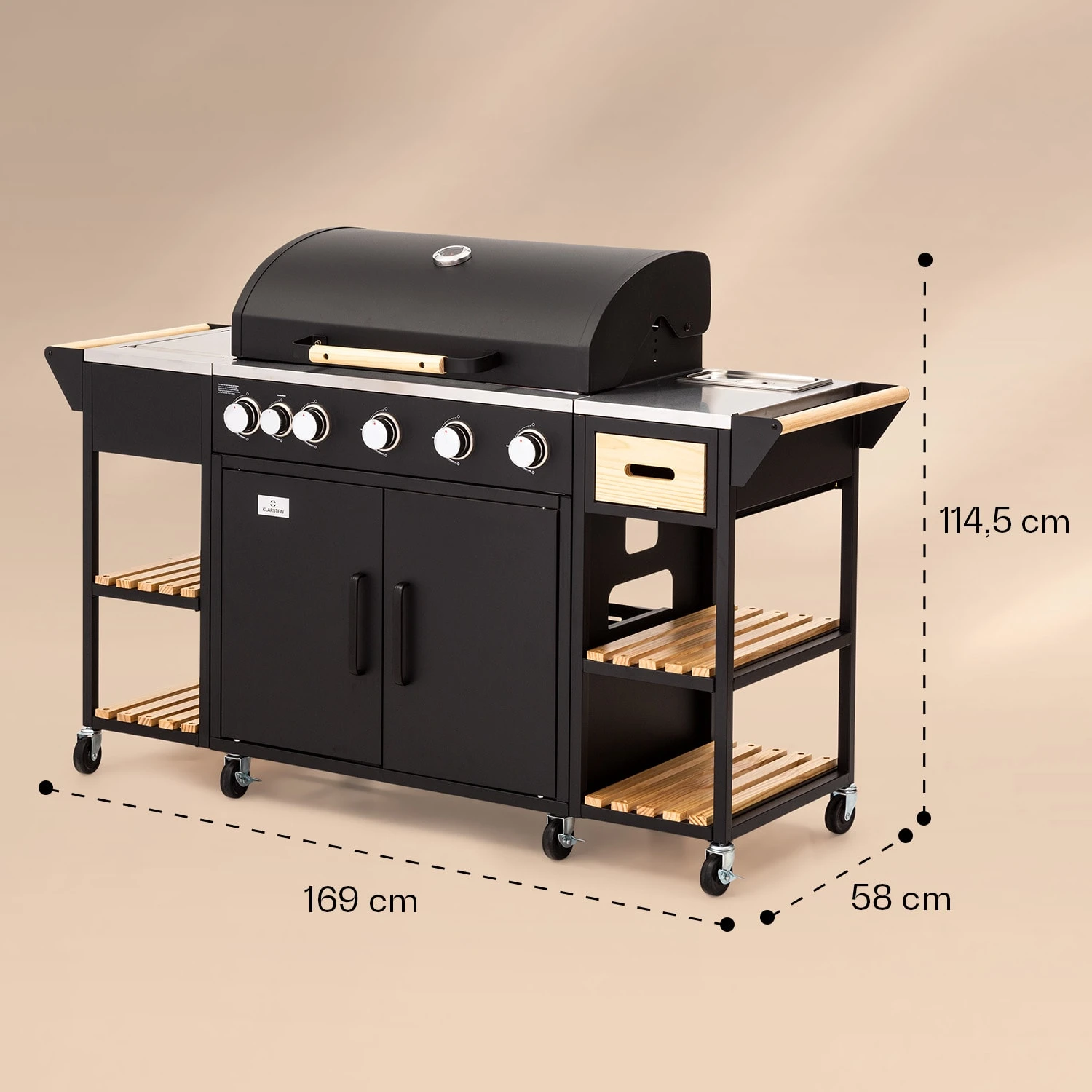 Jersey Outdoor Kitchen Gasgrill 20,7 KW 5+1 Brenner Mobil Regenschutz 10 Jersey Outdoor Kitchen Gasgrill 20,7 KW 5+1 Brenner Mobil Regenschutz - Image 8