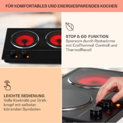 Ramsey Doppel-Kochfeld 2400W 11 Leistungsstufen Glaskeramik -Haushaltsgeräte Förderung 10040071 de 0004 usp