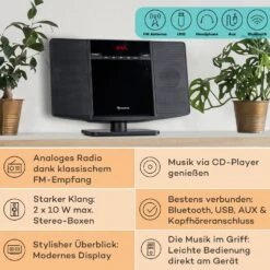 V14.2 Vertical-Stereoanlage CD FM Tuner BT USB AUX -Haushaltsgeräte Förderung 10040078 de 0002 usp