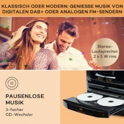 Franklin Stereoanlage Plattenspieler 3-fach-CD-Player BT Kassetten AUX USB-Port -Haushaltsgeräte Förderung 10040148 de 0003 usp