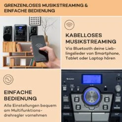 Franklin Stereoanlage Plattenspieler 3-fach-CD-Player BT Kassetten AUX USB-Port -Haushaltsgeräte Förderung 10040149 de 0004 usp