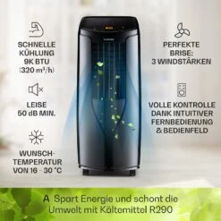 New Breeze 9 Mobile Klimaanlage 4-in-1 9.000 BTU / 2,6 KW EEK A Bodenrollen Timer -Haushaltsgeräte Förderung 10040154 de 0003 usp