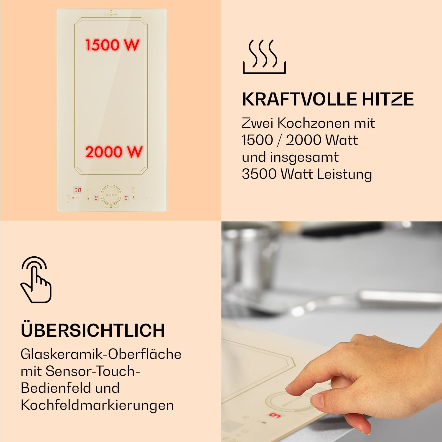 Victoria Domino Induktionskochfeld Einbau 3500W Flexzone Timer 6 Victoria Domino Induktionskochfeld Einbau 3500W Flexzone Timer - Image 4