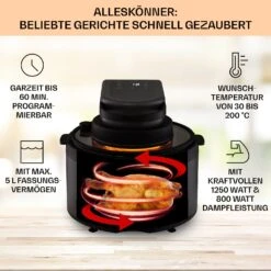 Vendure Heißluftfritteuse Mit Dampffunktion 1250W 5 Liter 6 Programme -Haushaltsgeräte Förderung 10040278 de 0003 usp