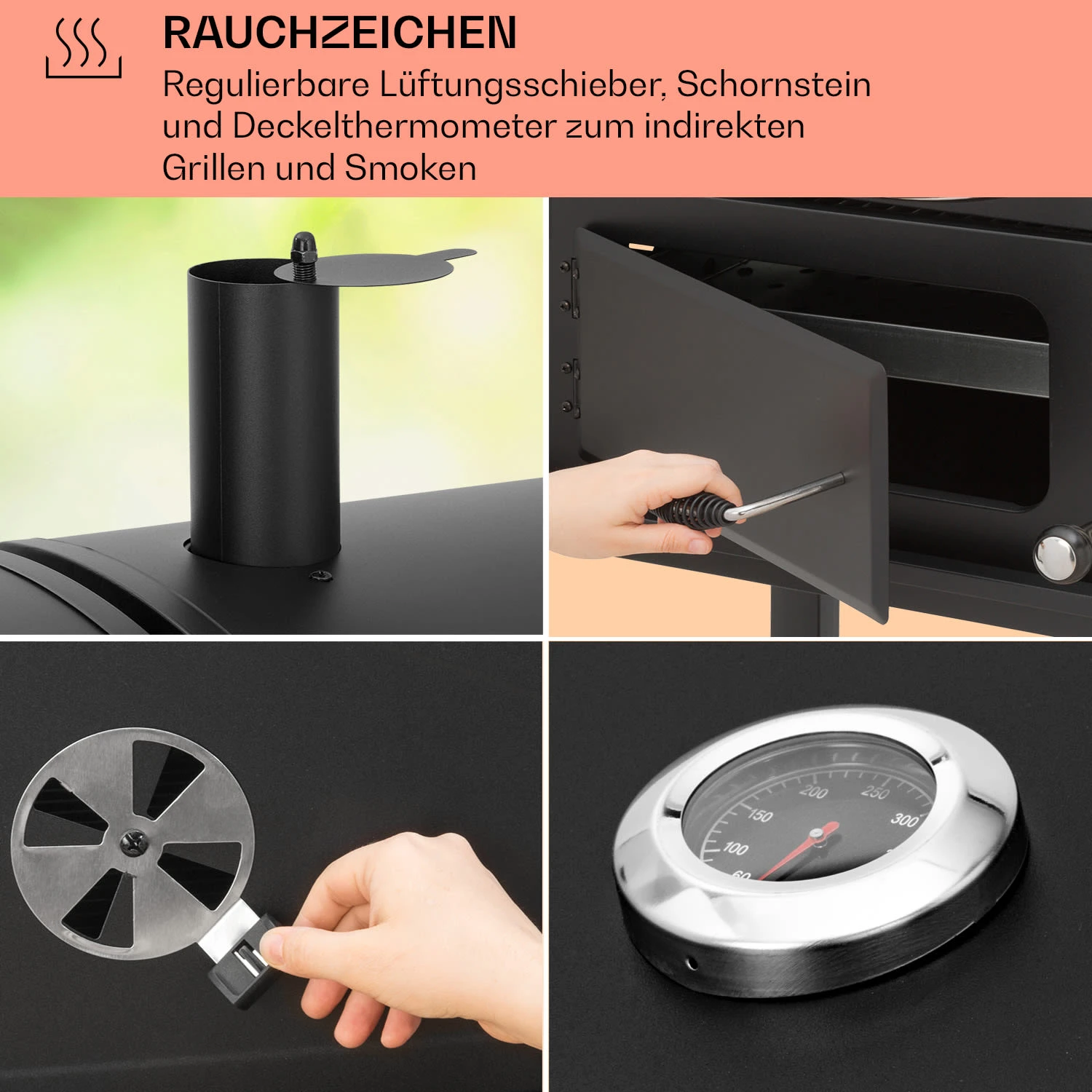 Aberdeen Kombi-Grill Gas Kohle Smoker Thermometer 2 Seitentische Mobil 7 Aberdeen Kombi-Grill Gas Kohle Smoker Thermometer 2 Seitentische Mobil - Image 5