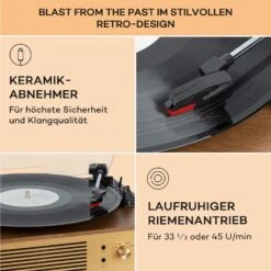 Berklee TT Classic Plattenspieler Riemenantrieb 33,3 & 45 U/min Stereo -Haushaltsgeräte Förderung 10040458 de 0006 usp