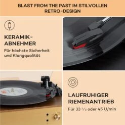 Berklee TT Play Plattenspieler Riemenantrieb 33 1/3 & 45 U/min Stereo-Lautsprecher -Haushaltsgeräte Förderung 10040460 de 0006 usp