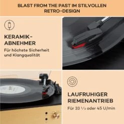 Berklee TT Play Plattenspieler Riemenantrieb 33 1/3 & 45 U/min Stereo-Lautsprecher -Haushaltsgeräte Förderung 10040461 de 0006 usp