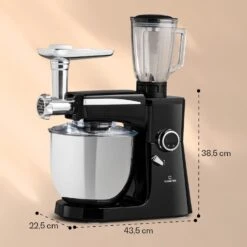 Renata Rossa Küchenmaschine 3-in-1 2000W 2,7PS 5Ltr Edelstahl BPA-frei -Haushaltsgeräte Förderung 10040500 yy 0008 dimensions