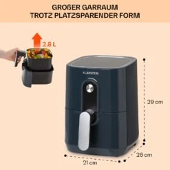 Crisp-Pro Heißluftfritteuse Air Fryer 1400W 2,8 Ltr Timer Edelstahl -Haushaltsgeräte Förderung 10040698 de 0006 usp