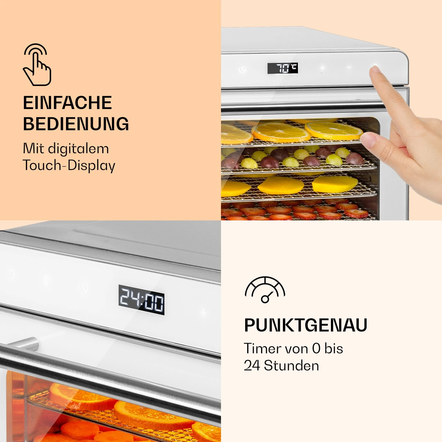Shaftesbury Dörrautomat 700W Timer-Funktion 35-85°C Digitales Touch-Display 5 Shaftesbury Dörrautomat 700W Timer-Funktion 35-85°C Digitales Touch-Display - Image 3