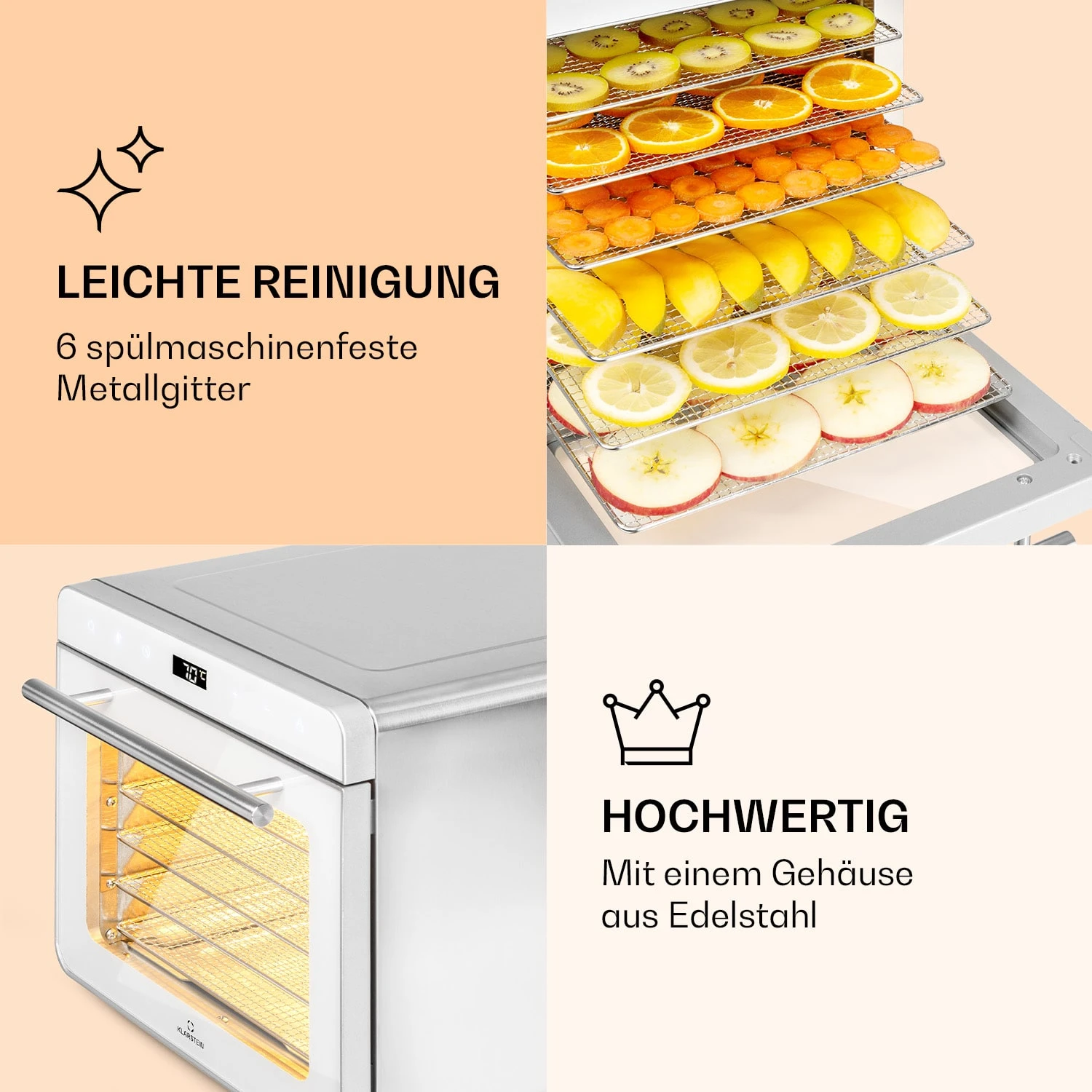 Shaftesbury Dörrautomat 700W Timer-Funktion 35-85°C Digitales Touch-Display 7 Shaftesbury Dörrautomat 700W Timer-Funktion 35-85°C Digitales Touch-Display - Image 5