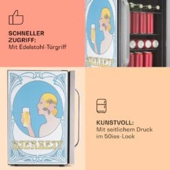 Beersafe 70 Bierzeit Edition Kühlschrank 70 Liter 3 Böden Panoramaglastür Edelstahl -Haushaltsgeräte Förderung 10041175 de 0004 usp