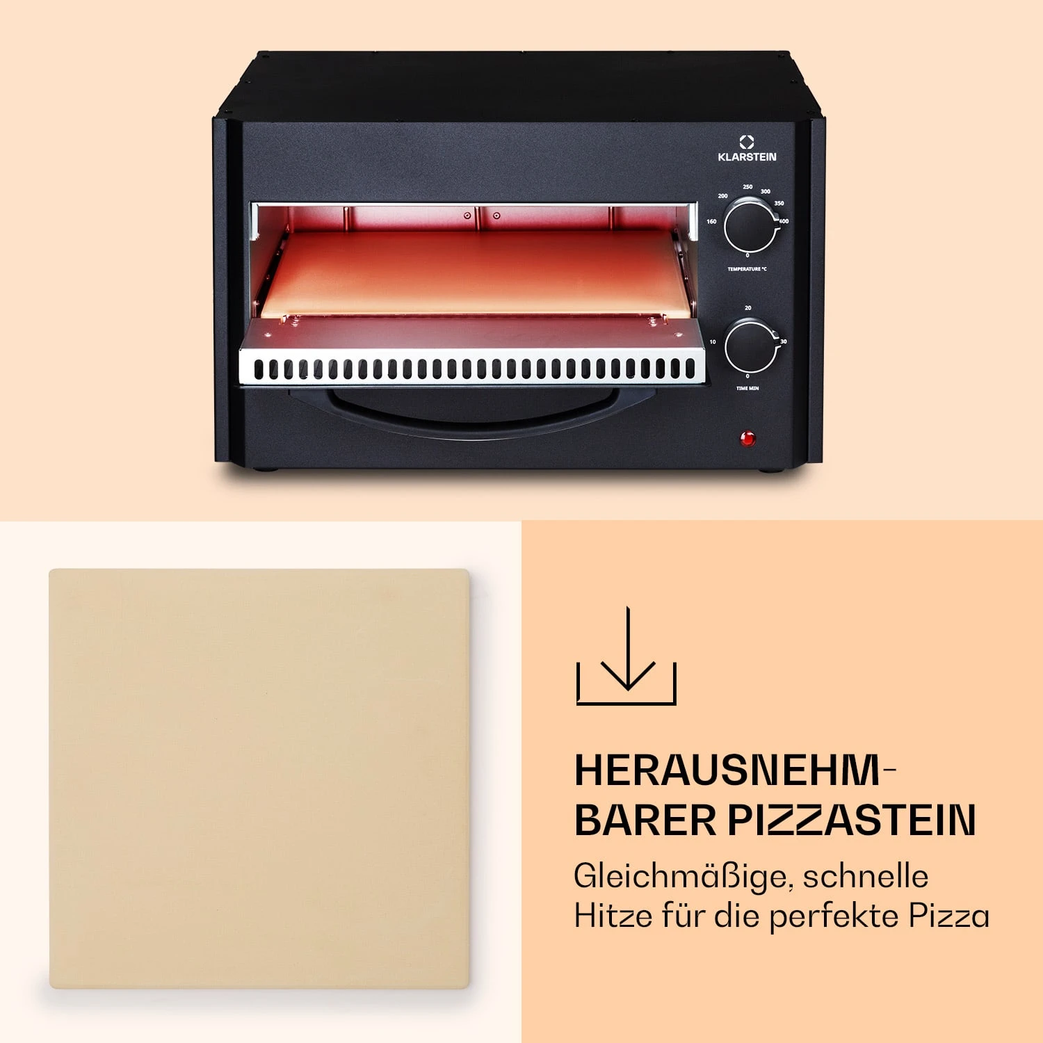 Arezzo Pizza-Ofen Herausnehmbarer Pizza-Stein Stahlgehäuse 1770 W 160 - 400 °C 7 Arezzo Pizza-Ofen Herausnehmbarer Pizza-Stein Stahlgehäuse 1770 W 160 - 400 °C - Image 5
