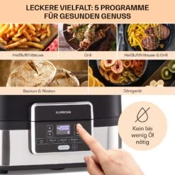 Combo Air Grill-Heißluftfritteuse 5 Programme 1500 Watt 4,5 L Grillkorb 2,5 L Frittierkorb -Haushaltsgeräte Förderung 10041330 de 0003 usp