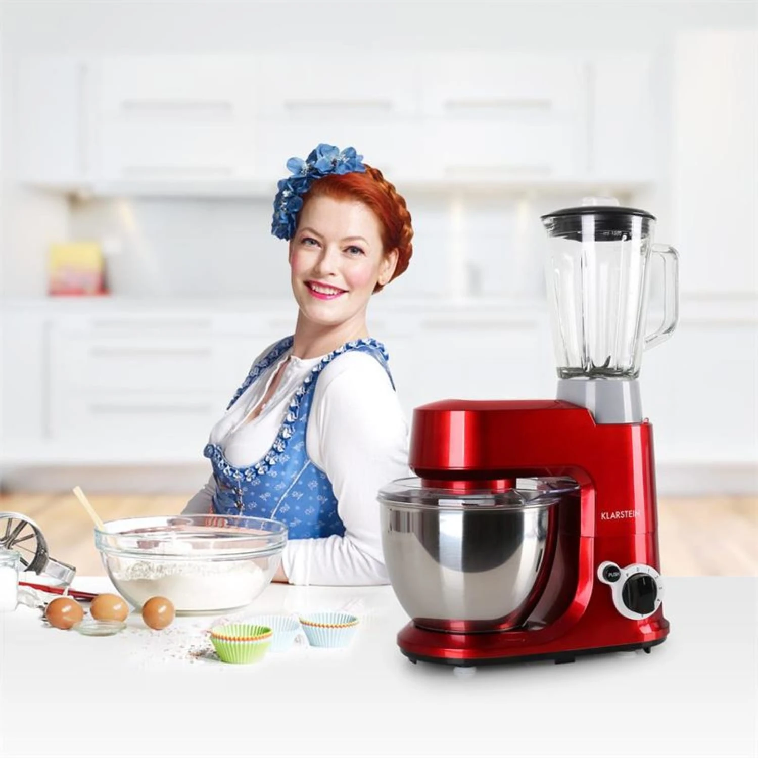 Carina Rossa Set 800W Küchenmaschine Plus 1,5L Blender Krug - Image 3